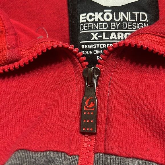 Ecko Unlimited Grey Red Trim Zip Up Sweatshirt Jacket Sz XL - Picture 4 of 10